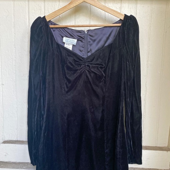Vintage 1980's Gunne Saxe Jessica McClintock Black Dress - Picture 2 of 5